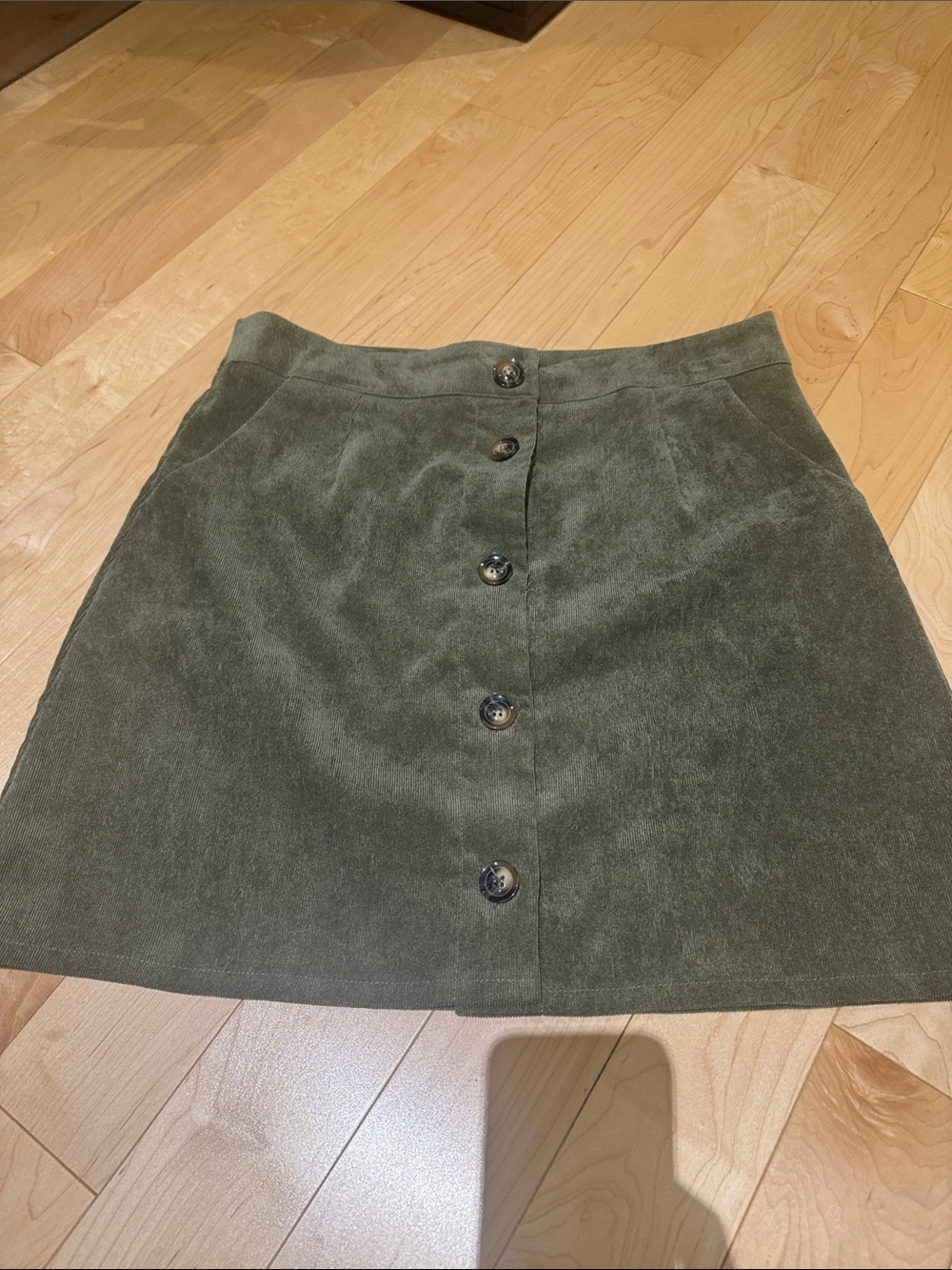 Everly Olive Button-Front Mini Skirt